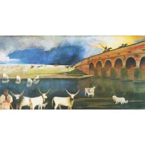 Vászonkép, festmény reprodukció, nyomtatás, híres magyar festő, csontváry kosztka tivadar, vihar a nagy hortobágyon